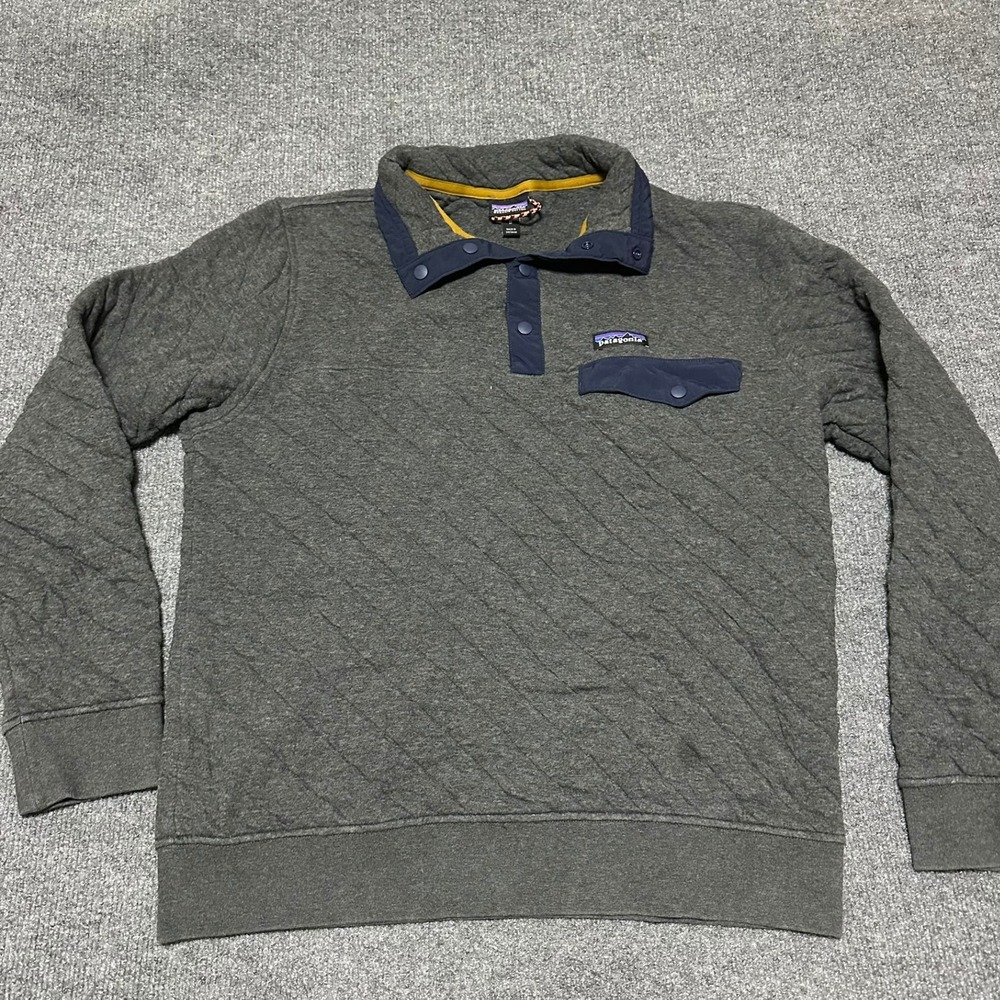 Patagonia Mens Cotton Quilt Snap-T Pullover Sweatshirt Forge Grey Medium